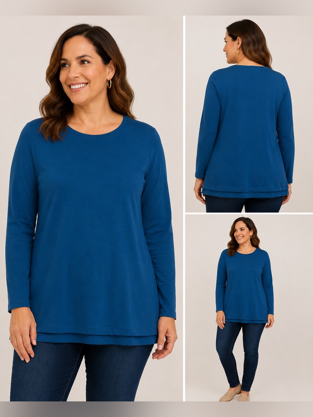 J. Jill Simply Supima Crewneck Turquoise Blue Tunic Size Large